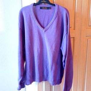 Brooks Brothers purple cotton V neck sweater